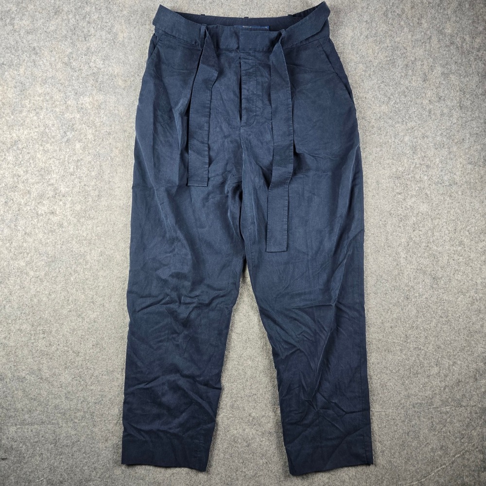 Polo Ralph Lauren Pants Womens 6 Navy Blue Flowy Tie Belt Nautical Trouser Chino